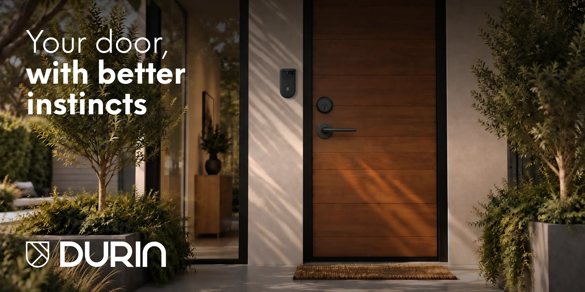 A family walking through a Durin-protected front door