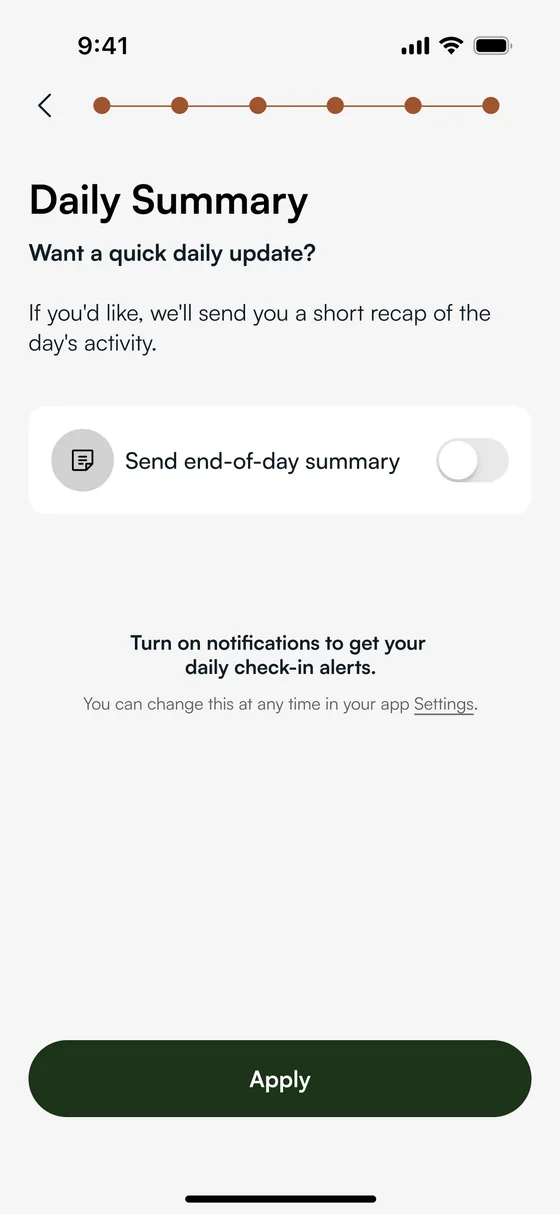 Daily summary, off