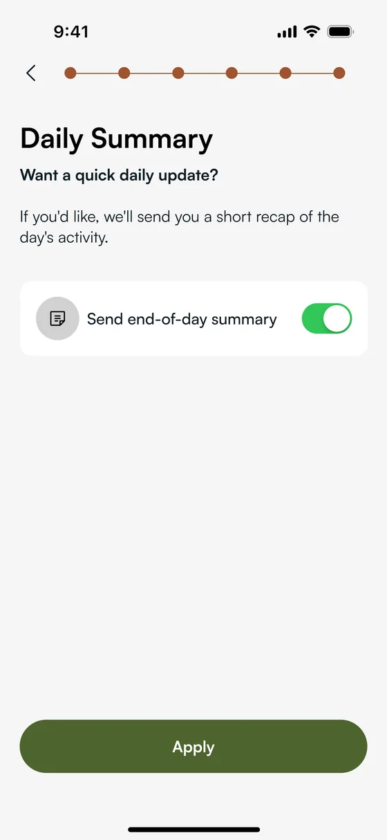 Daily summary, on